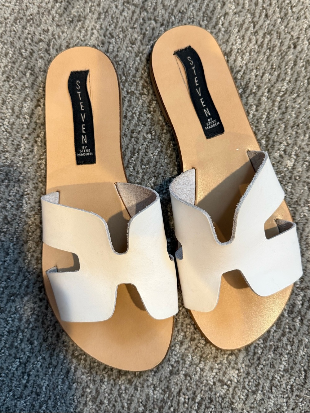 Steven by Steve Madden White Leather Slide Sandals Size 7.5